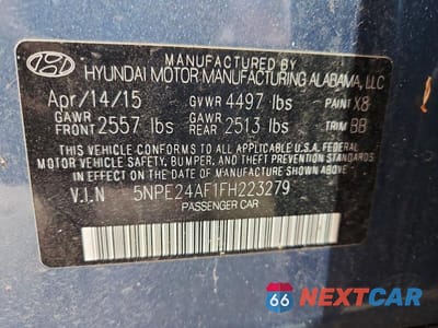Zdjęcie 13 z 13 samochodu: 2015 HYUNDAI SONATA SE VIN:5NPE24AF1FH223279 - miniatura