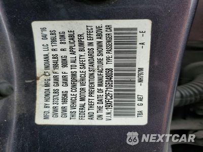 Zdjęcie 12 z 12 samochodu: 2016 HONDA CIVIC EX VIN:19XFC2F71GE048058 - miniatura