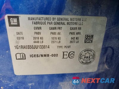 Zdjęcie 13 z 13 samochodu: 2018 CHEVROLET VOLT LT VIN:1G1RA6S50JU133814 - miniatura