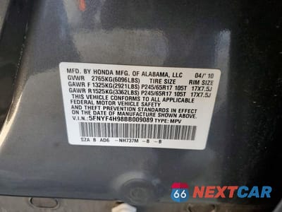Zdjęcie 12 z 12 samochodu: 2011 HONDA PILOT TOURING VIN:5FNYF4H98BB009089 - miniatura