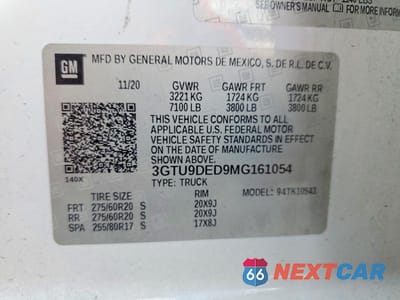 Zdjęcie 13 z 13 samochodu: 2021 GMC SIERRA K1500 SLT VIN:3GTU9DED9MG161054 - miniatura