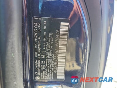 Zdjęcie 12 z 12 samochodu: 2007 BMW Z4 3.0 VIN:4USBU33557LW70426 - miniatura
