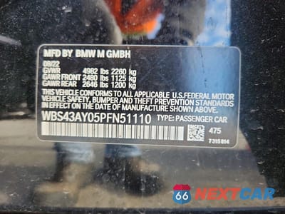 Zdjęcie 12 z 12 samochodu: 2023 BMW M3 COMPETITION VIN:WBS43AY05PFN51110 - miniatura