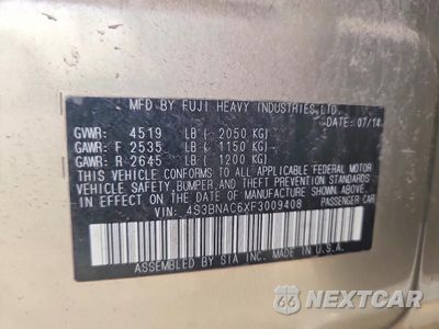 Zdjęcie 12 z 12 samochodu: 2015 SUBARU LEGACY 2.5I PREMIUM VIN:4S3BNAC6XF3009408 - miniatura