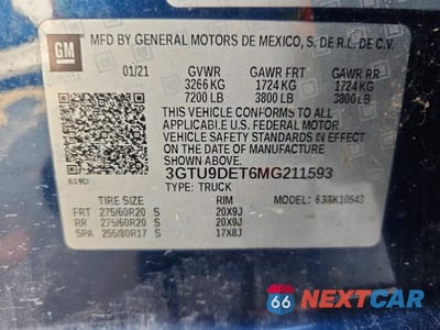 Zdjęcie 13 z 13 samochodu: 2021 GMC SIERRA K1500 SLT VIN:3GTU9DET6MG211593 - miniatura
