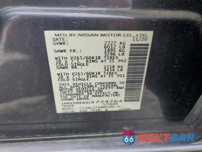 Zdjęcie 12 z 12 samochodu: 2020 NISSAN FRONTIER SV VIN:1N6ED0EA1LN724764 - miniatura