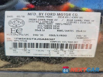 Zdjęcie 13 z 13 samochodu: 2018 FORD EXPLORER SPORT VIN:1FM5K8GTXJGA86307 - miniatura