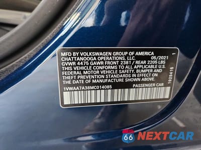 Zdjęcie 12 z 12 samochodu: 2021 VOLKSWAGEN PASSAT S VIN:1VWAA7A38MC014085 - miniatura