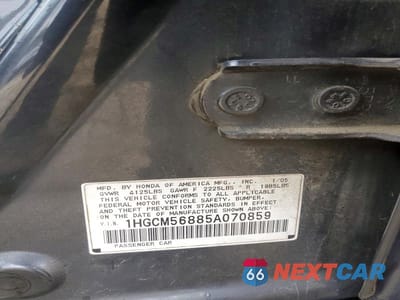 Zdjęcie 13 z 13 samochodu: 2005 HONDA ACCORD EX VIN:1HGCM56885A070859 - miniatura