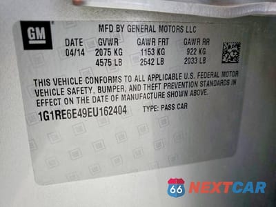 Zdjęcie 12 z 12 samochodu: 2014 CHEV VOLT VIN:1G1RE6E49EU162404 - miniatura