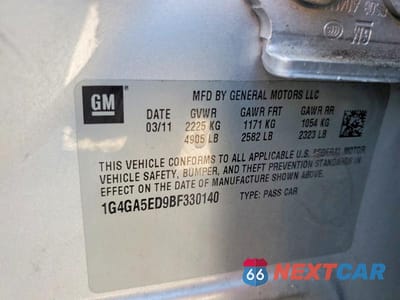 Zdjęcie 12 z 12 samochodu: 2011 BUICK LACROSSE CX VIN:1G4GA5ED9BF330140 - miniatura