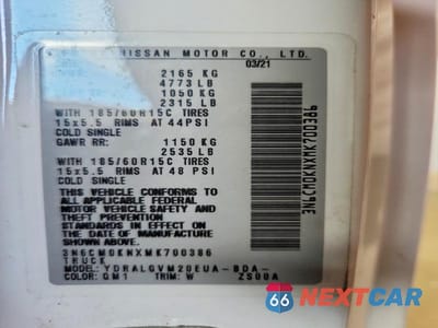 Zdjęcie 13 z 13 samochodu: 2021 NISSAN NV200 SV DELIVERY VAN VIN:3N6CM0KNXMK700386 - miniatura