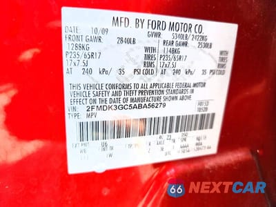 Zdjęcie 13 z 13 samochodu: 2010 FORD EDGE SE VIN:2FMDK3GC5ABA56279 - miniatura