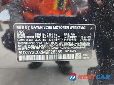 Zdjęcie 14 z 14 samochodu: 2021 BMW X3 SDRIVE30I VIN:5UXTY3C02M9F26359 - miniatura
