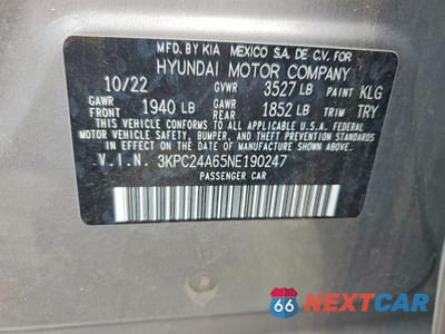 Zdjęcie 12 z 12 samochodu: 2022 HYUNDAI ACCENT SEL VIN:3KPC24A65NE190247 - miniatura