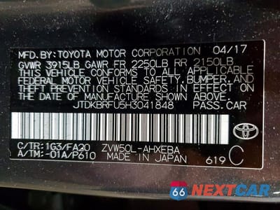 Zdjęcie 13 z 13 samochodu: 2017 TOYOTA PRIUS TWO VIN:JTDKBRFU5H3041848 - miniatura