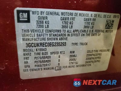 Zdjęcie 12 z 12 samochodu: 2014 CHEVROLET SILVERADO K1500 LT VIN:3GCUKREC0EG235293 - miniatura