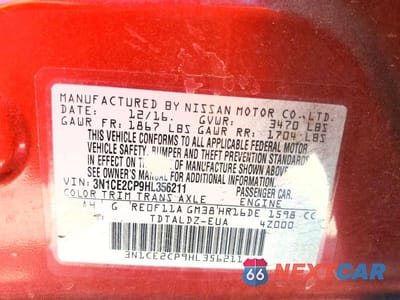Zdjęcie 13 z 13 samochodu: 2017 NISSAN VERSA NOTE SV VIN:3N1CE2CP9HL356211 - miniatura