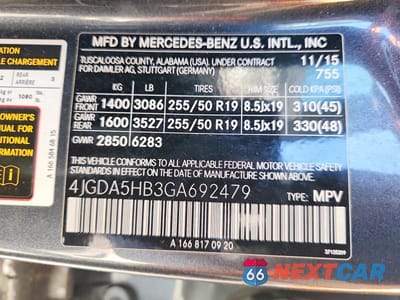Zdjęcie 13 z 13 samochodu: 2016 MERCEDES-BENZ GLE 350 4MATIC VIN:4JGDA5HB3GA692479 - miniatura