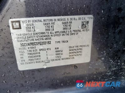 Zdjęcie 12 z 12 samochodu: 2015 CHEVROLET SILVERADO K1500 LT VIN:3GCUKREC5FG203182 - miniatura