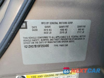 Zdjęcie 12 z 12 samochodu: 2008 CHEVROLET MALIBU 1LT VIN:1G1ZH57B18F255486 - miniatura
