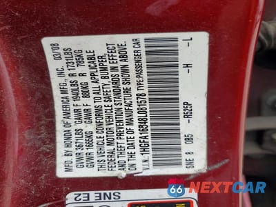 Zdjęcie 12 z 12 samochodu: 2008 HONDA CIVIC LX VIN:1HGFA16548L081578 - miniatura