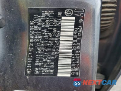 Zdjęcie 12 z 12 samochodu: 2012 TOYOTA COROLLA LE VIN:2T1BU4EE6CC787099 - miniatura