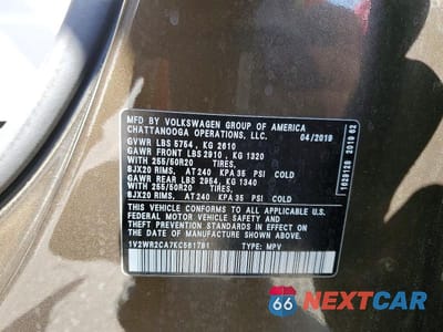 Zdjęcie 13 z 13 samochodu: 2019 VOLKSWAGEN ATLAS SE VIN:1V2WR2CA7KC561781 - miniatura