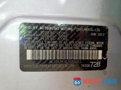Zdjęcie 12 z 12 samochodu: 2018 MITSUBISHI MIRAGE ES VIN:ML32A3HJ8JH000211 - miniatura