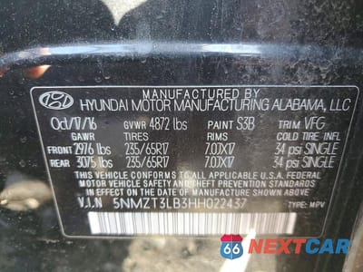 Zdjęcie 12 z 12 samochodu: 2017 HYUNDAI SANTA FE SPORT 2.4L VIN:5NMZT3LB3HH022437 - miniatura