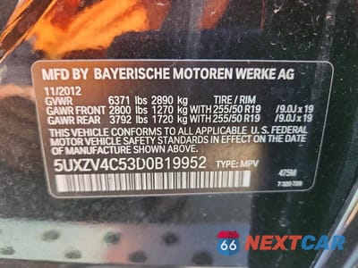 Zdjęcie 12 z 12 samochodu: 2013 BMW X5 XDRIVE35I VIN:5UXZV4C53D0B19952 - miniatura