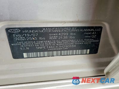 Zdjęcie 12 z 12 samochodu: 2007 HYUNDAI SONATA GLS VIN:5NPET46CX7H290184 - miniatura