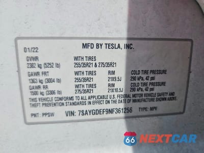 Zdjęcie 13 z 13 samochodu: 2022 TESLA MODEL Y VIN:7SAYGDEF9NF361256 - miniatura