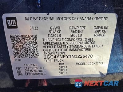 Zdjęcie 13 z 13 samochodu: 2022 CHEVROLET SILVERADO K2500 HEAVY DUTY LT VIN:2GC4YNEY1N1226470 - miniatura