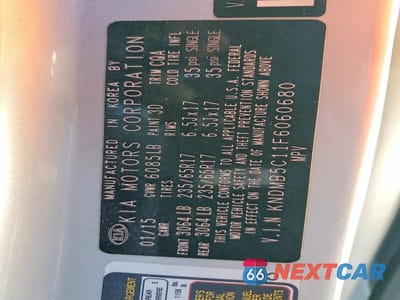 Zdjęcie 13 z 13 samochodu: 2015 KIA SEDONA LX VIN:KNDMB5C11F6060680 - miniatura