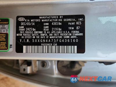 Zdjęcie 12 z 12 samochodu: 2015 KIA OPTIMA EX VIN:5XXGN4A75FG436160 - miniatura