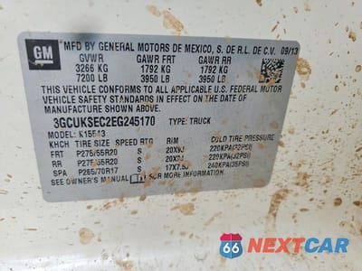 Zdjęcie 12 z 12 samochodu: 2014 CHEVROLET SILVERADO K1500 LTZ VIN:3GCUKSEC2EG245170 - miniatura