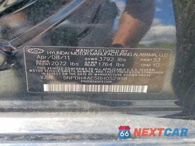 Zdjęcie 13 z 13 samochodu: 2011 HYUNDAI ELANTRA GLS VIN:5NPDH4AE5BH052998 - miniatura