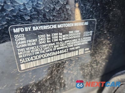 Zdjęcie 13 z 13 samochodu: 2022 BMW X3 SDRIVE30I VIN:5UX43DP00N9M44647 - miniatura