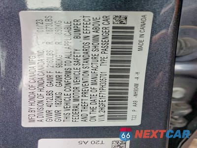 Zdjęcie 12 z 12 samochodu: 2023 HONDA CIVIC EX VIN:2HGFE1F71PH305701 - miniatura