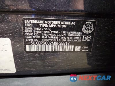 Zdjęcie 13 z 13 samochodu: 2021 BMW X5 XDRIVE40I VIN:5UXCR6C02M9F38817 - miniatura