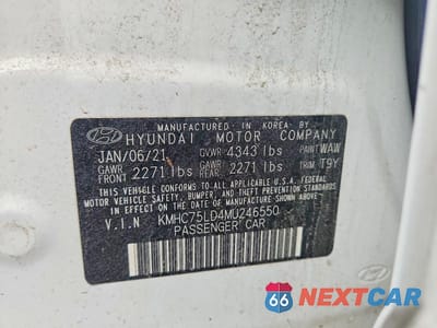 Zdjęcie 12 z 12 samochodu: 2021 HYUNDAI IONIQ SEL VIN:KMHC75LD4MU246550 - miniatura