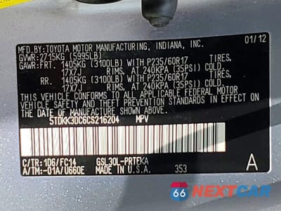 Zdjęcie 13 z 13 samochodu: 2012 TOYOTA SIENNA LE VIN:5TDKK3DC6CS216204 - miniatura