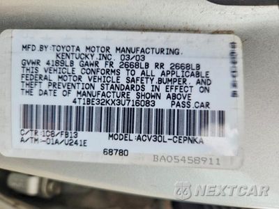 Zdjęcie 12 z 12 samochodu: 2003 TOYOTA CAMRY LE VIN:4T1BE32KX3U716083 - miniatura