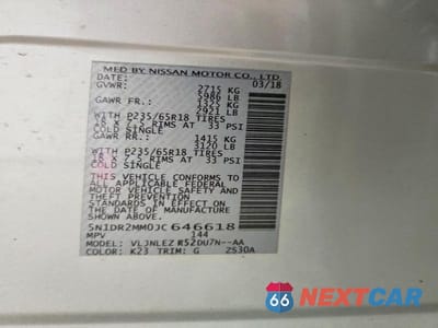 Zdjęcie 13 z 13 samochodu: 2018 NISSAN PATHFINDER SV VIN:5N1DR2MM0JC646618 - miniatura