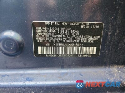 Zdjęcie 12 z 12 samochodu: 2011 SUBARU IMPREZA 2.5I VIN:JF1GH6A62BH815453 - miniatura