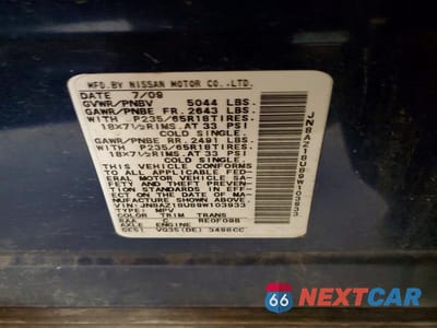 Zdjęcie 13 z 13 samochodu: 2009 NISSAN MURANO S VIN:JN8AZ18U89W103933 - miniatura
