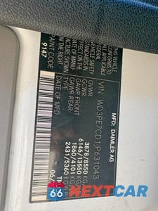 Zdjęcie 10 z 11 samochodu: 2018 MERCEDES-BENZ SPRINTER 2500 VIN:WD3PE7CD1JP631043 - miniatura