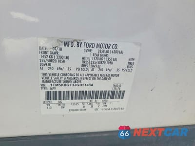 Zdjęcie 13 z 13 samochodu: 2018 FORD EXPLORER SPORT VIN:1FM5K8GT3JGB51434 - miniatura