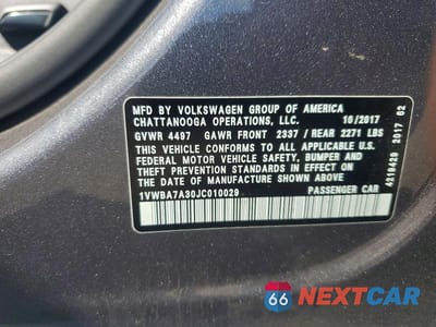 Zdjęcie 12 z 12 samochodu: 2018 VOLKSWAGEN PASSAT SE VIN:1VWBA7A30JC010029 - miniatura